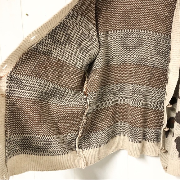 Leopard Print Tan and Brown Knit Cardigan Sweater - Picture 5 of 7